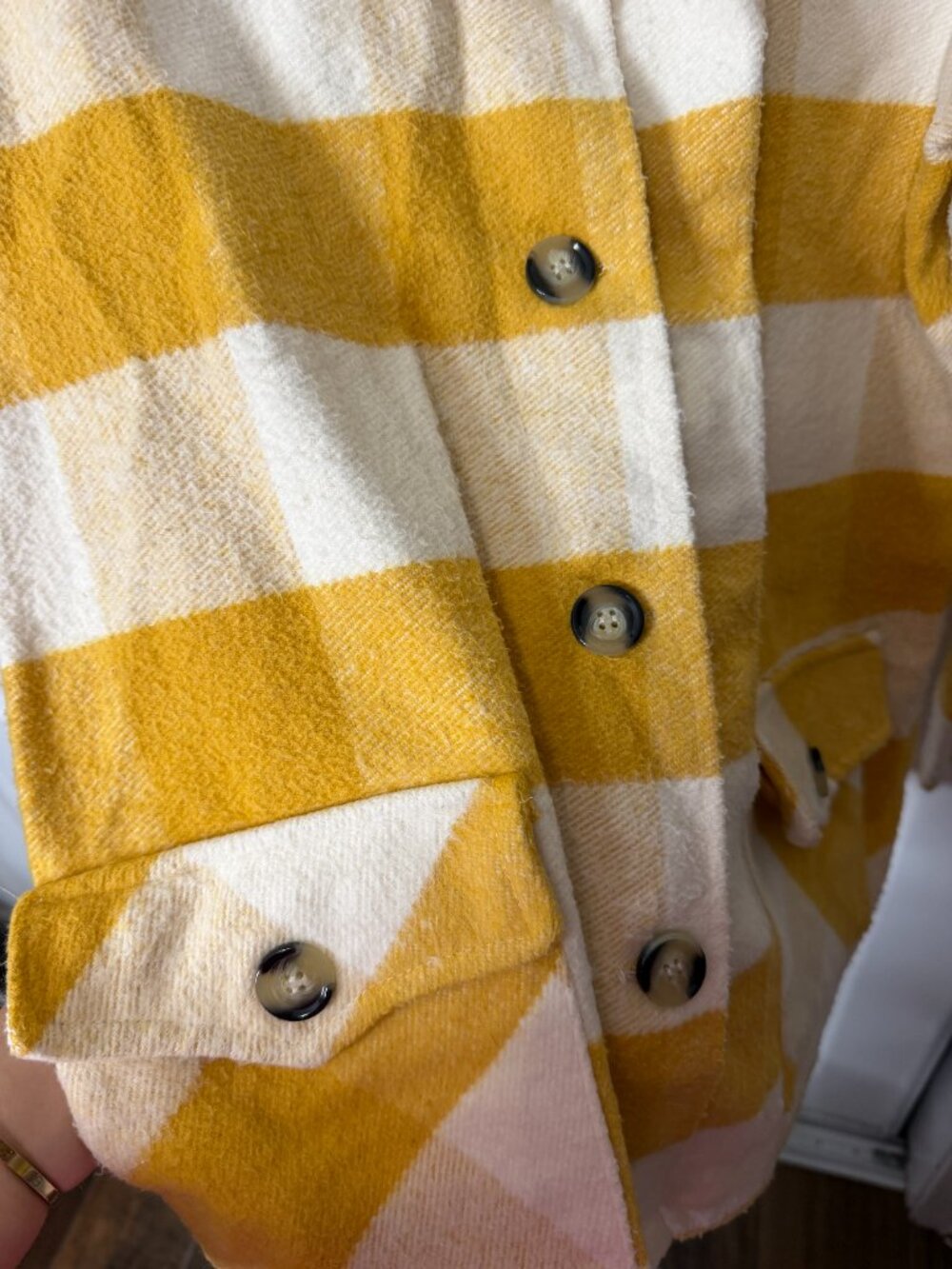Yellow Plaid Flannel Coat- Boohoo Women's 10 - Picture 3 of 4